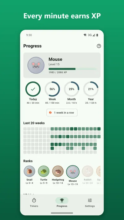 Interval Timer progress screen